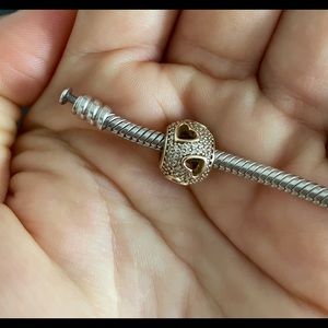 Authentic Pandora 14K Gold charm with CZ